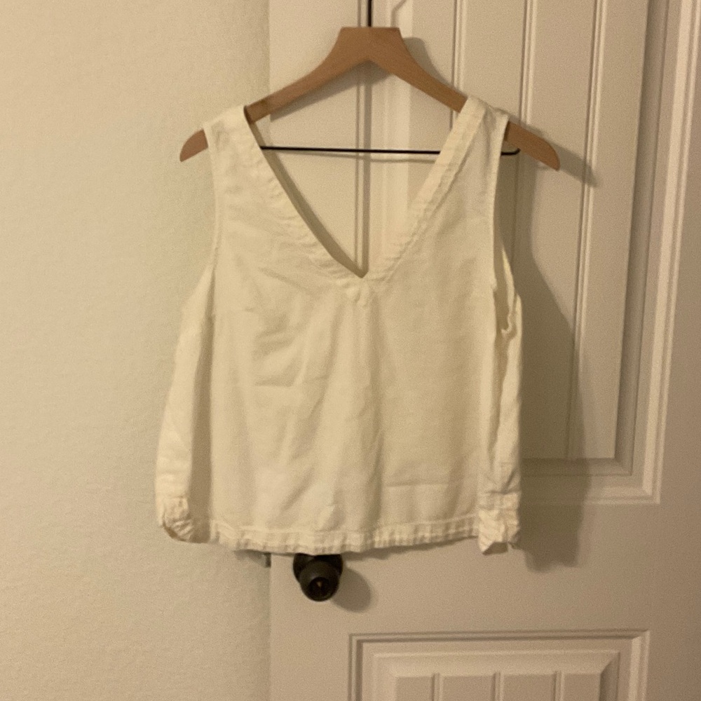 Madewell White V-Neck Tank Top